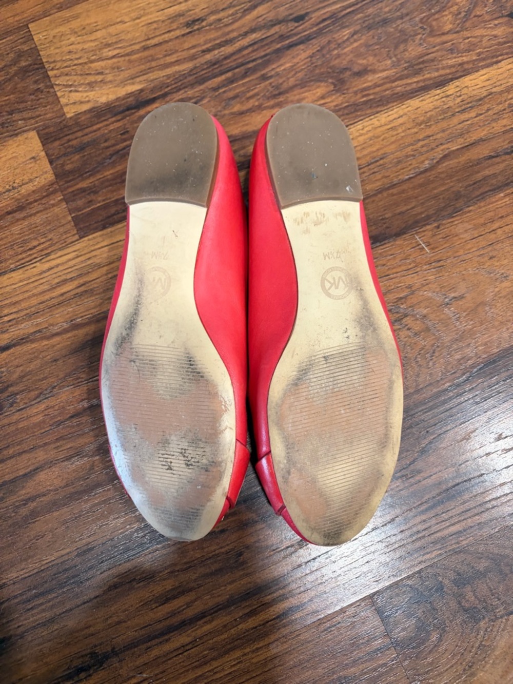 Michael Kors Red Leather Buckle Detail Flats - Picture 2 of 8